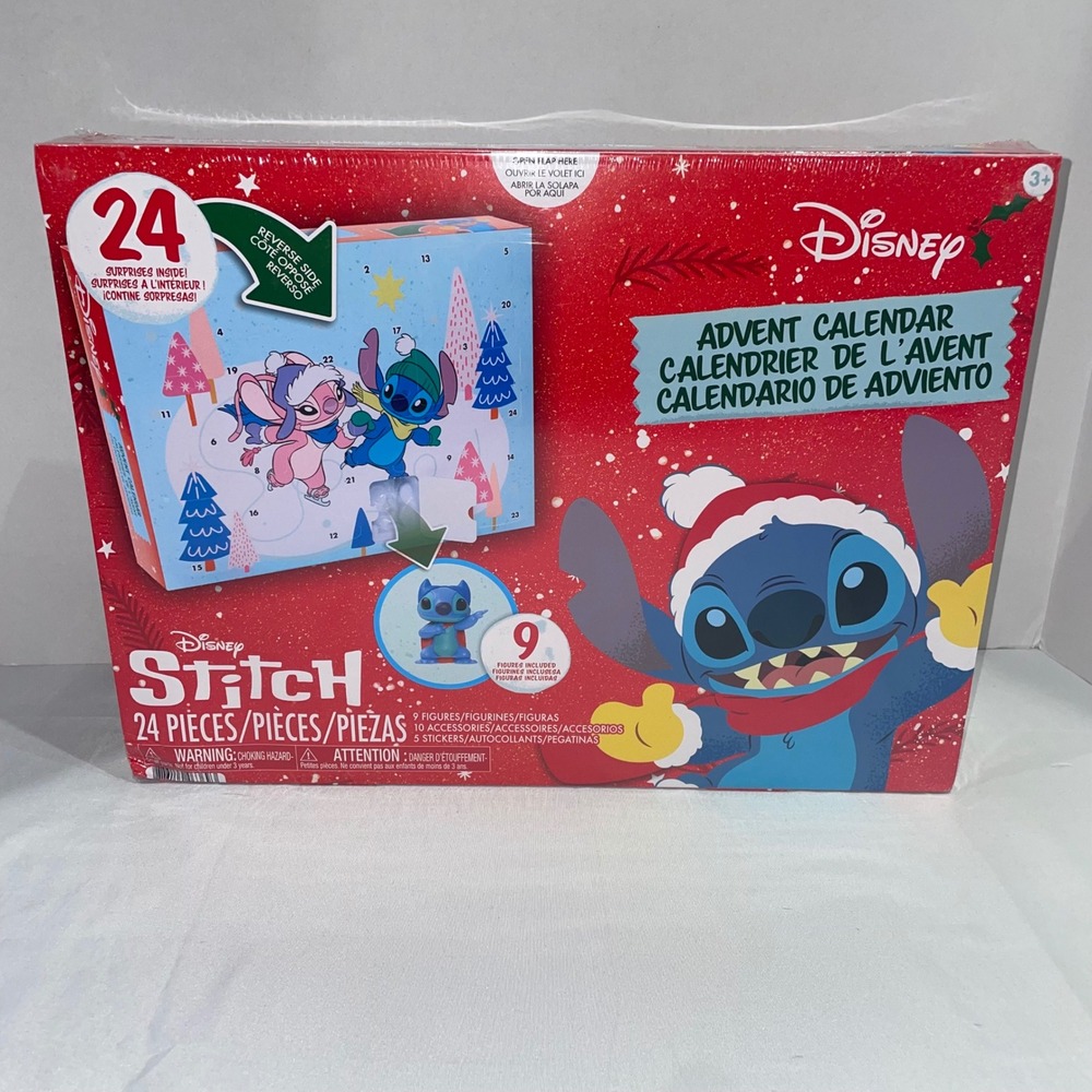 Disney Stitch Advent Calendar 24 Surprises 9 Figures Accessories Stickers New